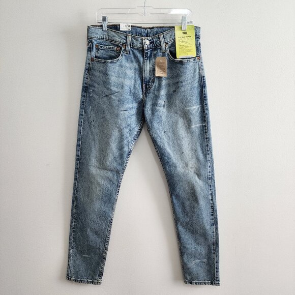 NWT Levi's 512 Slim Taper Jeans Paint Splatter Blue Mens 32x32 - Picture 1 of 7